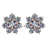 Certified 1.86 Ctw Diamond 14k Rose Gold Halo Stud Earrings