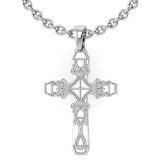 Gold Cross Pendant 14K White Gold Made In Italy