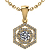 Certified 0.69 Ctw Diamond 14k Yellow Gold Halo Pendant