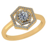 Certified 0.69 Ctw Diamond 14k Yellow Gold Halo Ring