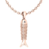 Certified 0.01 Ctw Diamond VS/SI1 Fish Necklace 14K Rose Gold