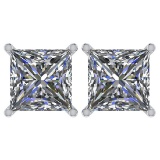 Certified 2.50 Ctw Diamond 14K White Gold Stud Earring Made In USA
