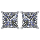 Certified 2.50 Ctw Diamond 14K White Gold Stud Earring Made In USA