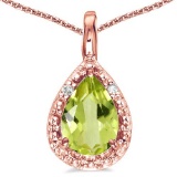 0.35 CARAT PERIDOT & 0.01 CTW DIAMOND 14KT SOLID RED GOLD PENDANT