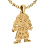 Little Baby Girl Gold MADE IN USA Charm Necklace 14K Yellow Gold MADE IN ITALY