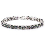 27 CT CREATED MYSTICS 925 STERLING SILVER TENNIS BRACELET IN ROUDN SHAPE