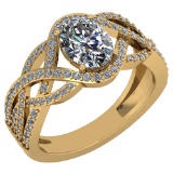 Certified 1.79 Ctw Diamond VS/SI1 Halo Ring For 14K Yellow Gold