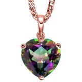 0.81 CARAT RAINBOW MYSTICS QUARTZ 10K SOLID RED GOLD HEART SHAPE PENDANT