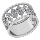 Certified 0.58 Ctw Diamond Ladies Fashion Engagement 14k White Gold MADE IN USA Halo Ring MADE IN US