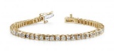 14KT YELLOW GOLD 4 CTW G-H VS2/SI1 PRINCESS AND ROUND DIAMOND TENNIS BRACELET