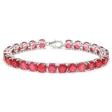 27 CT CREATED RUBY 925 STERLING SILVER TENNIS BRACELET IN ROUDN SHAPE