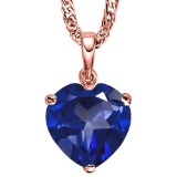 1.35 CARAT LAB TANZANITE 10K SOLID RED GOLD HEART SHAPE PENDANT