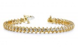 14KT YELLOW GOLD .40 CTW G-H VS2/SI1 DIAMOND SWIRL LINK TENNIS BRACELET