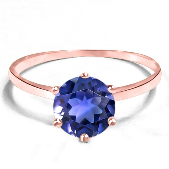 1.38 CT CREATED TANZANITE 10KT SOLID RED GOLD RING