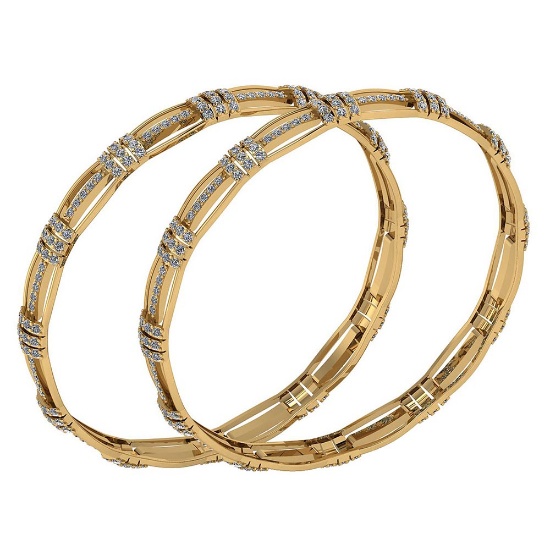 Certified 5.71 Ctw Diamond VS/SI1 Bangles 18K Yellow Gold Made In USA