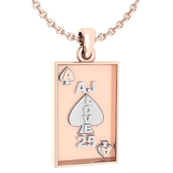 Gift For Card Players charm Pendant 14k Rose Gold MADE IN ITALY