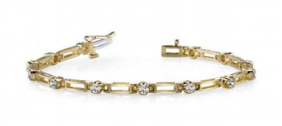 14KT YELLOW GOLD .50 CTW G-H VS2/SI1 DIAMOND BOX LINK BRACELET