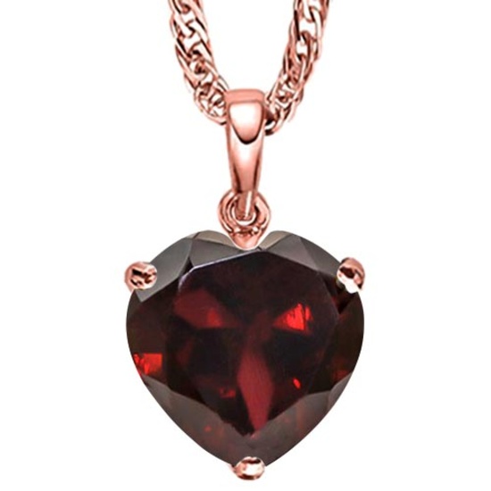 0.79 CARAT GARNET 10K SOLID RED GOLD HEART SHAPE PENDANT