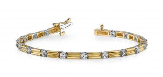 14KT TWO TONE GOLD 1.25 CTW G-H VS2/SI1 MEMENTO SINGLE DIAMOND AND LINK BRACELET