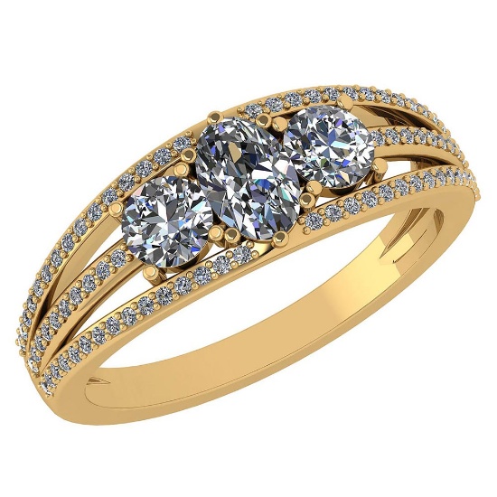 1.16 Ctw Diamond 14k Yellow Gold Halo Ring