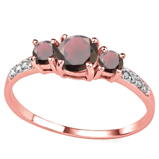 0.90 CT REDISH GARNET AND ACCENT DIAMOND 0.04 CT 10KT SOLID RED GOLD RING