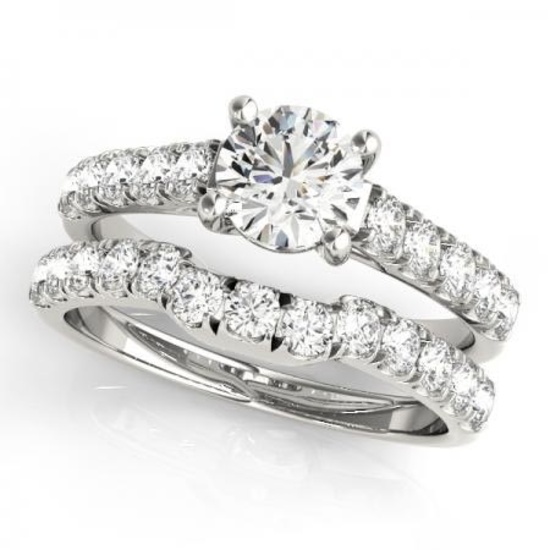 CERTIFIED 18K WHITE GOLD 1.39 CTW G-H/VS-SI1 DIAMOND BRIDAL SET