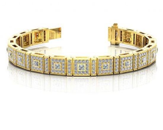 14KT YELLOW GOLD 5 CTW G-H SI2/SI3 BEZEL SET PRINCESS DIAMOND BRACELET