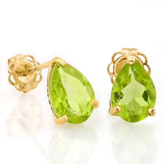 1.3 CTW PERIDOT 10K SOLID YELLOW GOLD PEAR SHAPE EARRING