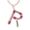 Certified 1.61 Ctw Pink Tourmaline And Diamond Alphabet R Pendant from the Valentines collection 14K