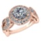 Certified 1.83 Ctw Diamond Wedding/Engagement 14K Rose Gold Halo Ring
