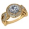 Certified 1.83 Ctw Diamond Wedding/Engagement 14K Yellow Gold Halo Ring