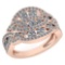 Certified 1.61 Ctw Diamond VS/SI1 Wedding/Engagement Style 14K Rose Gold Halo Ring (VS/SI1)