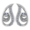 Certified 0.17 Ctw Diamond 14k White Gold Halo Stud leaf Earrings