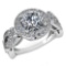 Certified 1.83 Ctw Diamond Wedding/Engagement 14K White Gold Halo Ring
