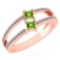 Certified 0.60 Ctw Peridot And Diamond 14k Rose Gold Ring