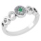 Certified 0.09 Ctw Emerald And Diamond 14k White Gold Halo Ring G-H VS/SI1