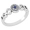 Certified 0.09 Ctw Blue Sapphire And Diamond 14k White Gold Halo Ring G-H VS/SI1