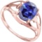 2.6 CT CREATED TANZANITE 10KT SOLID RED GOLD RING