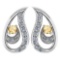 Certified 0.17 Ctw Citrine And Diamond 18k Platinum Gold Halo Stud Earrings