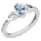 Certified 0.52 Ctw Aquamarine And Diamond 18K White Gold Ring