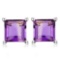 2.5 CTW AMETHYST 10K SOLID WHITE GOLD SQUARE SHAPE EARRING