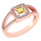 Certified 0.61 Ctw Fancy Yellow Diamond 18k Rose Halo Gold Ring