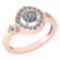 Certified 0.77 Ctw Diamond 14K Rose Gold Halo Ring (SI1/SI2)