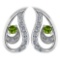 Certified 0.17 Ctw Peridot And Diamond 18k Platinum Gold Halo Stud Earrings