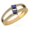 Certified 0.60 Ctw Blue Sapphire And Diamond 14k Yellow Gold Ring
