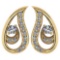 Certified 0.17 Ctw Diamond 14k Yellow Gold Halo Stud leaf Earrings