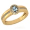 Certified 0.35 Ctw Aquamarine And Diamond 14K Yellow Gold Promise Ring (VS/SI1)