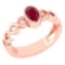 Certified 0.50Ctw Genuine Ruby 14K Rose Gold Ring