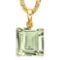 1.0 CTW GREEN AMETHYST 10K SOLID YELLOW GOLD SQUARE SHAPE PENDANT