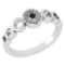 Certified 0.09 Ctw Smoky Quarzt And Diamond 14k White Gold Halo Ring G-H VS/SI1